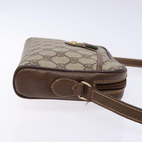 GUCCI GG Supreme Web Sherry Line Bag PVC Beige Gold - Picture 4 of 16